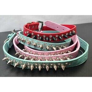 5 Lot Small Dog Spiked Studded Rivets Dog Pet Leather Collar Can Go With Harness